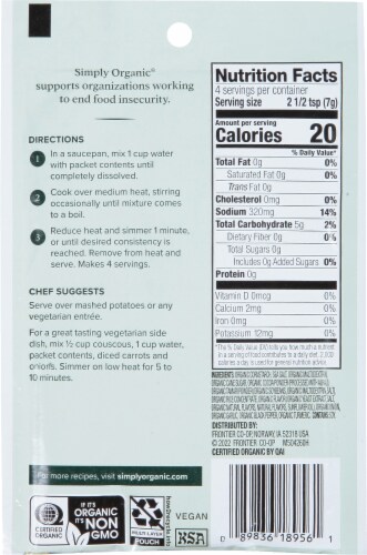 Simply Organic Vegetarian Brown Gravy Perspective: back