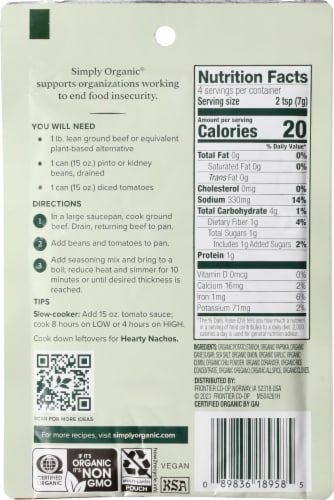 Simply Organic Mild Chili Seasoning Perspective: back