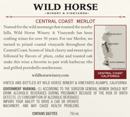 Wild Horse Merlot Red Wine Perspective: back