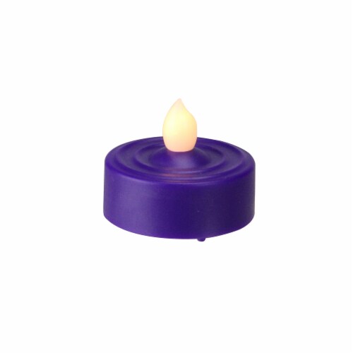 Roman Set of 4 LED Lighted Christmas Purple and Pink Tea Light Candles Perspective: back