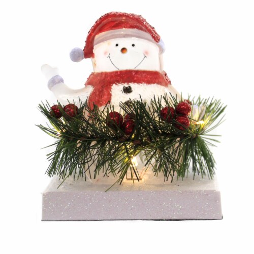 Christmas Led Snowman Stocking Holder Acrylic Holly Garland Glitter 31251 Perspective: back