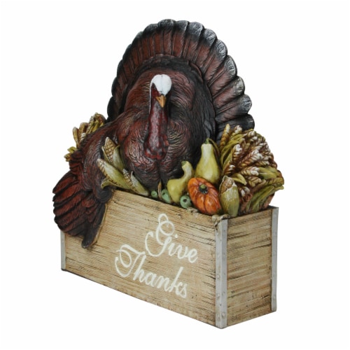Roman 10.5 Joseph Studio s Thanksgiving Turkey in a Crate Tabletop Decoration Perspective: back