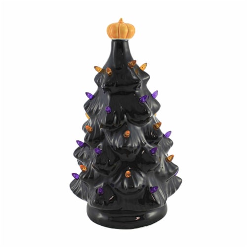 Halloween 12  Led Vintage Black Tree Glass Halloween Pumpkin Lighted 134958 Perspective: back