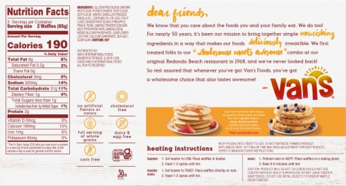 Van s Gluten Free Original Waffles 6 ct 9 oz Fred Meyer