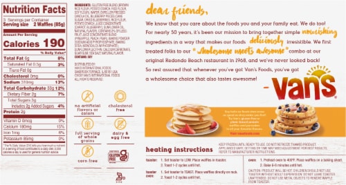 Van's Gluten Free Blueberry Waffles - 6 ct Perspective: back