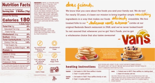 Van's™ Gluten Free Ancient Grains Waffles - 6 ct Perspective: back