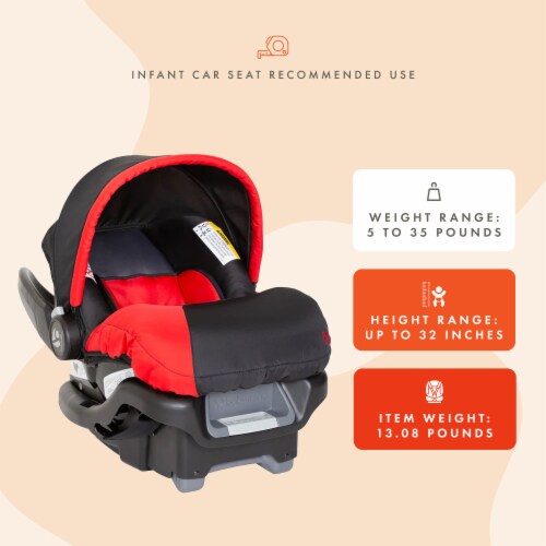 Baby Trend Ally Newborn Baby Infant Car Seat Travel System with Cover, Mars Red Perspective: back