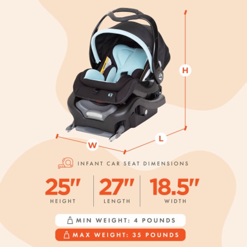 Baby Trend Secure Snap Gear 35 Infant Car Seat with 3 Panel Canopy, Purest Blue Perspective: back