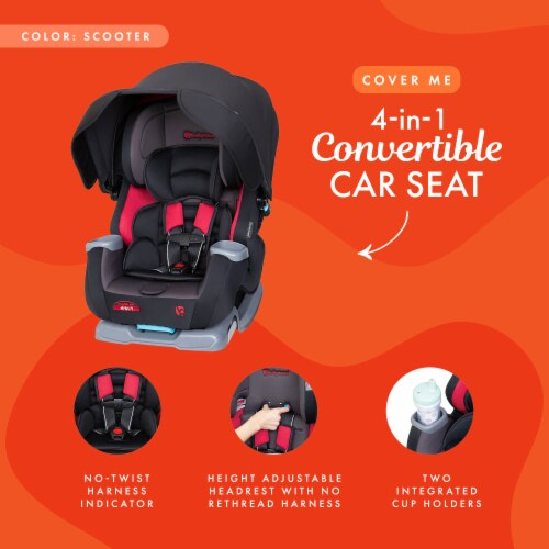 Baby Trend Cover Me 4 in 1 Convertible Car Seat w Canopy Scooter Black Red 1 Piece Harris Teeter