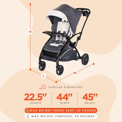 Baby Trend Sit N' Stand 5 in 1 Shopper Stroller with Canopy and Basket, Magnolia Perspective: back