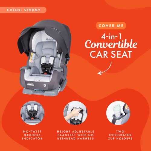 Baby Trend Cover Me 4 in 1 Convertible Car Seat with Adjustable Canopy, Stormy Perspective: back