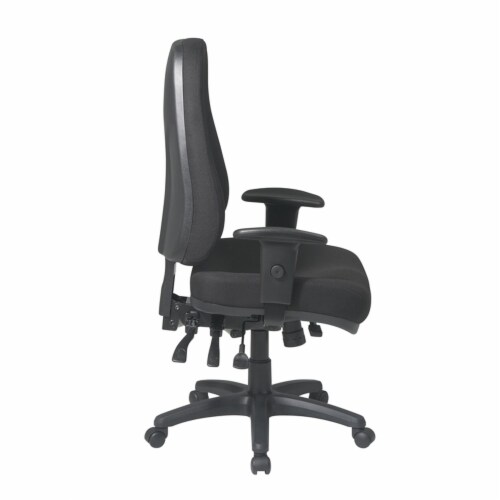 High Back Multi Function Ergonomic Chair in Black Fabric Perspective: back