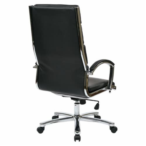 High Back Executive Black Faux Leather Chair Perspective: back