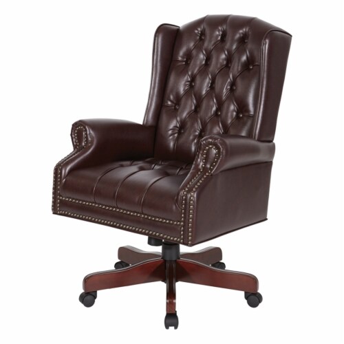 High Back Executive Office Chair in Ox Blood Red Vinyl 1 Kroger