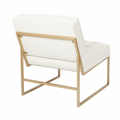 Anthony Chair in White Faux Leather with Coated Gold Frame Perspective: back