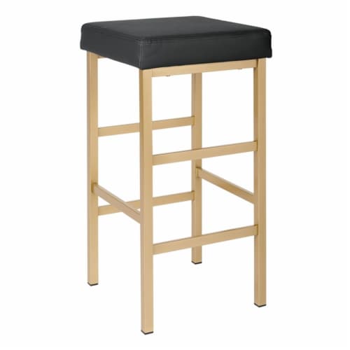 OSP Home Furnishings 30 Gold Backless Stool in Black Vinyl Perspective: back