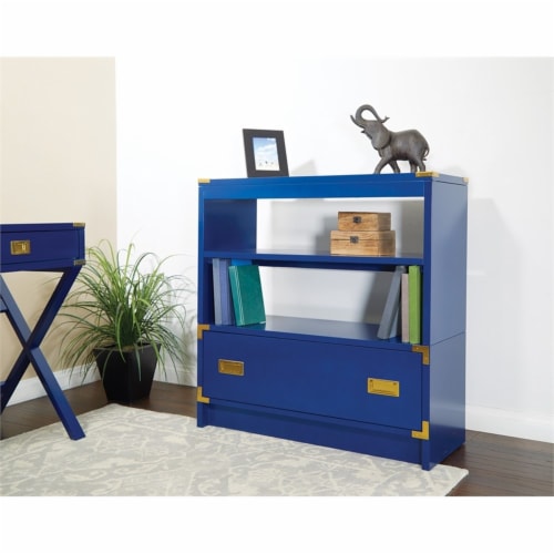 Wellington 36  Bookcase in Lapis Blue Engineered Wood Perspective: back