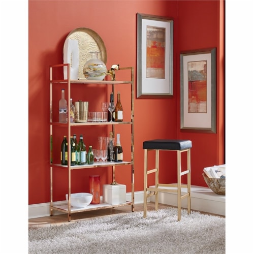 Alios Bookcase in White Gloss finish with Rose Gold Chrome Plated Base Perspective: back