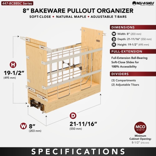 Rev-A-Shelf 8 Pull Out Vanity Storage Organizer for Base Cabinets,  448-BC19-8C, 8 x 19 - Kroger