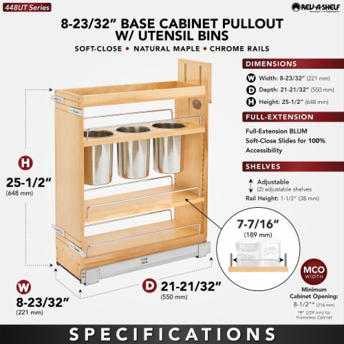 Rev-A-Shelf 8 Pull Out Kitchen Cabinet Organizer w/Utensil Holder, 448UT-BCSC8C Perspective: back