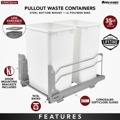 Rev-A-Shelf Double Pullout Trash Cans 35 qt. with Soft-close, 53WC-1835SCDM-217 Perspective: back