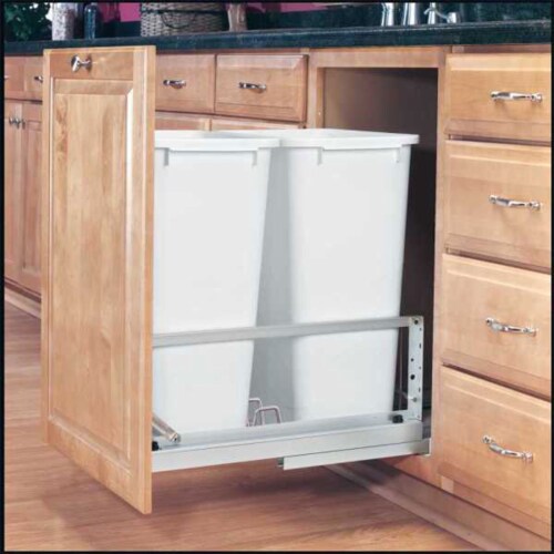 Rev-A-Shelf 5349-2150DM-2 Double 50-Quart Pull-Out Soft-Close Waste Containers Perspective: back