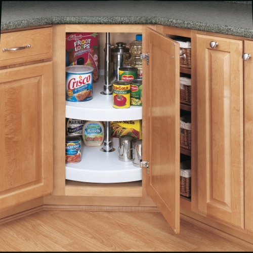 Rev-A-Shelf 6072-24-11-52 24 Inch 2 Tier Full Circle Lazy Susan, White Polymer Perspective: back