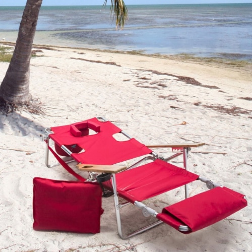 Ostrich Deluxe 3N1 Lightweight Outdoor Lawn Beach Lounge Chair w Footrest Red 1 Piece Pick n Save