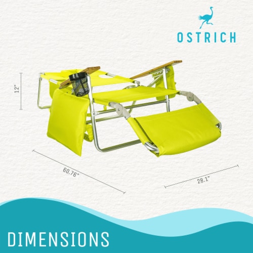 Ostrich Deluxe Padded 3 N 1 Outdoor Lounge Reclining Beach Chair