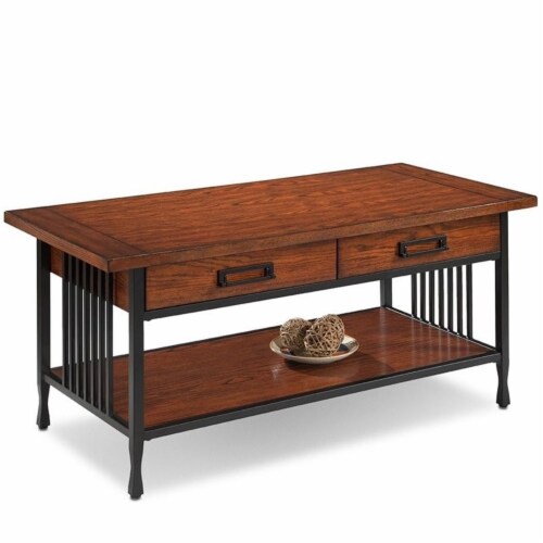 Leick Ironcraft Wood Coffee Table in Brown Burnished Oak Perspective: back