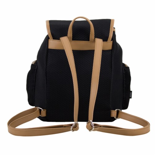 Bodhi Drawstring Flap Backpack - Black Perspective: back