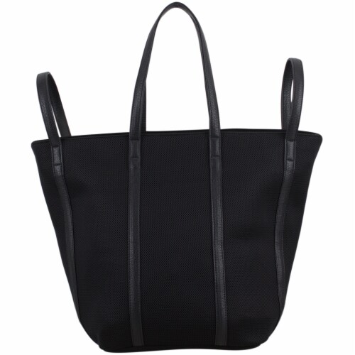Bodhi Large Waffle Mesh Fashion Tote - Black Perspective: back