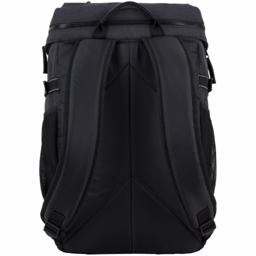 Fuel Barrier Top-Loading Backpack w/ Insulated Zip-Cooler Flap Pocket - Black Perspective: back