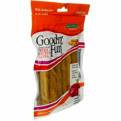 Good 'n' Fun® Rawhide Twists Chicken Liver Recipe Perspective: back