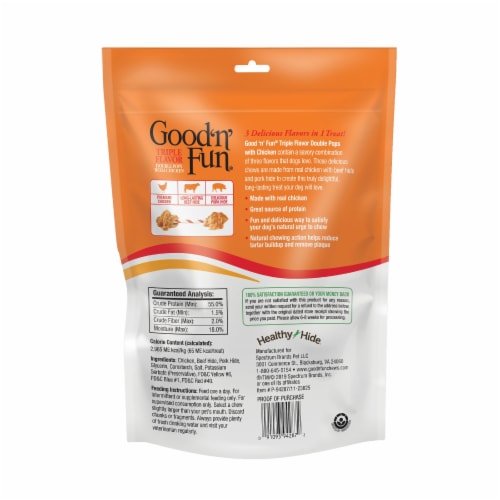 Good 'n' Fun® Triple Flavor Double Pops Chicken Dog Treats Perspective: back