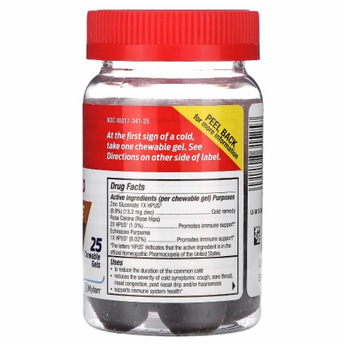 Cold-EEZE Plus Defense Natural Citrus with Elderberry Zinc Chewable Gels Perspective: back