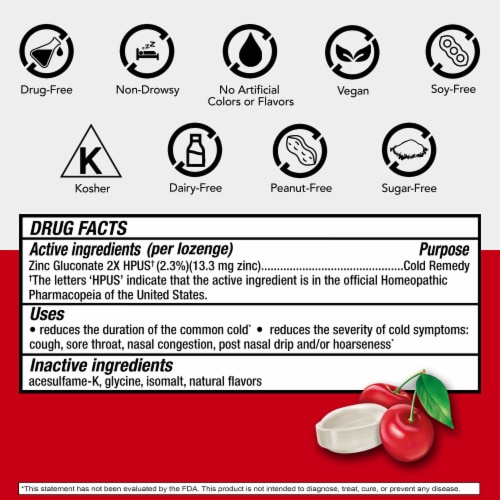 Cold-EEZE Sugar Free Natural Wild Cherry Homeopathic Cold Remedy Zinc Lozenges Perspective: back