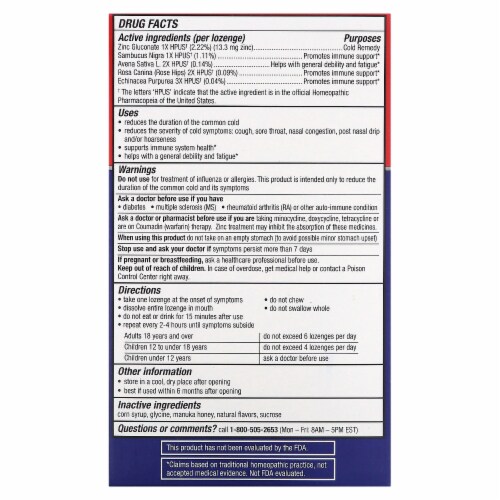 Cold-EEZE® Plus Defense Natural Manuka Honey Lemon Zinc Lozenges Perspective: back