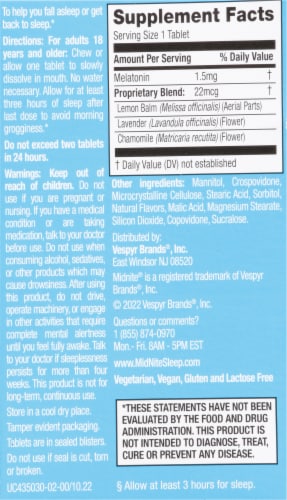 MidNite® Low Dose Back to Sleep Dietary Supplement Perspective: back