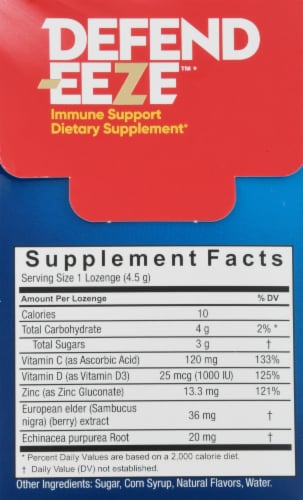 Defend-Eeze Pomegranate Immune Support Dietary Supplement Lozenges Perspective: back
