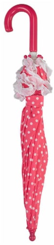 ShedRain RainEssentials® Kids' Polka Dot Pattern Stick Umbrella - Pink/White Perspective: back