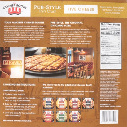 Corner Booth® Pub-Style Thin Crust Five Cheese Pizza Perspective: back