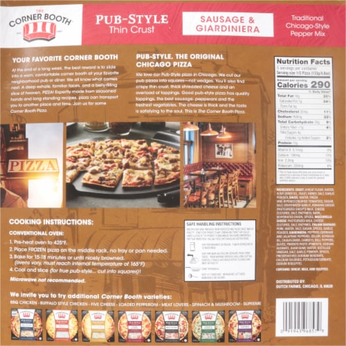Corner Booth Sausage & Giardiniera Thin Crust Pizza Perspective: back