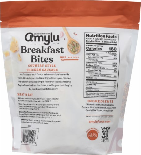 Amylu Breakfast Bites Country Style Chicken Sausage Perspective: back