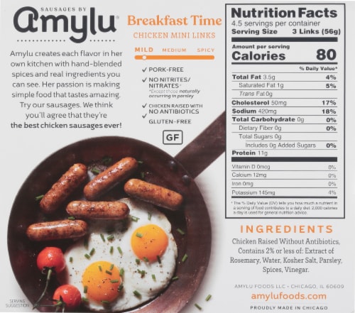 Sausages by Amylu® Breakfast Time Chicken Mini Links Perspective: back