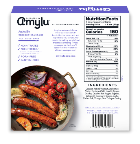 Amylu® Andouille Chicken Sausages Perspective: back