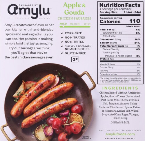 Sausage By Amylu Apple Gouda Chicken Sausage 9 Oz Jay C Food Stores