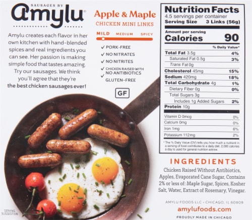 Sausages by AMYLU Apple & Maple Chicken Antibiotic Free Mini Sausage Links