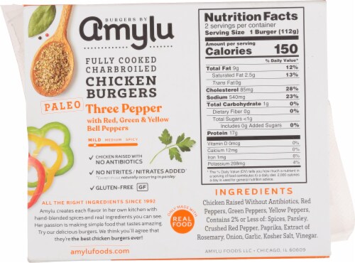 Burgers by Amylu® Paleo Three Pepper Chicken Burgers Perspective: back