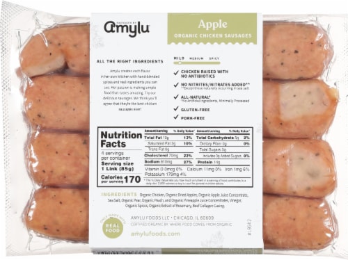 Sausages by Amylu® Organic Apple Chicken Sausages Perspective: back